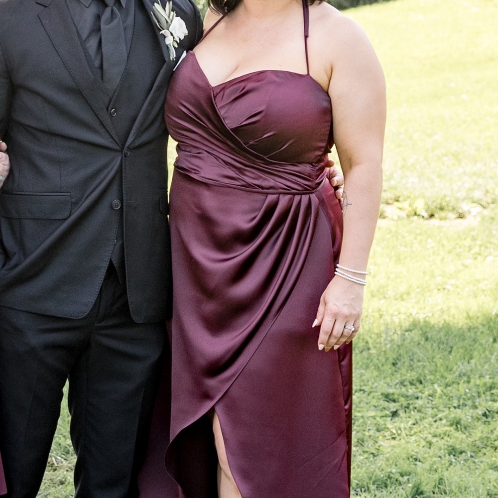 Elegant Burgundy Halter Dress - Morilee Style 21808